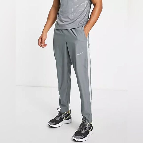 NIKE Basketball Men’s Gray White Side Stripe Woven Ankle Zip Pants Large - Picture 1 of 16